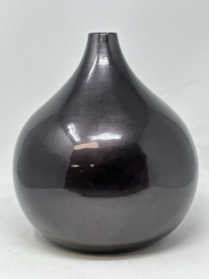 Small Glossy Black Ceramic Vase Decor