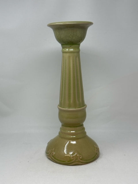 Hosley Potteries Green Ceramic Pillar Candle Holder