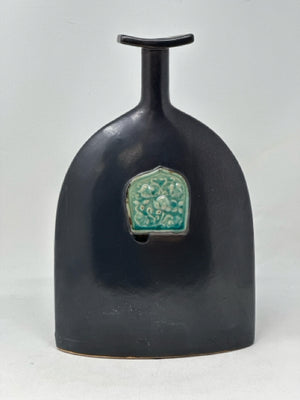 Brown with Blue Ceramic Detail Vase