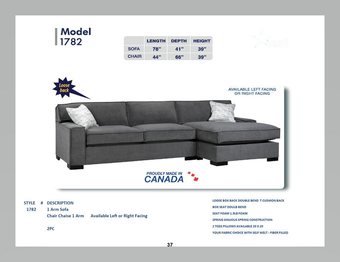 SC-1782- 2 piece Sectional W/Chaise [NEW]