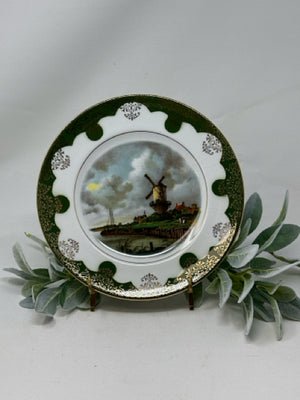Wood & Sons Alpine White Green & Gold Windmill Collector Plate