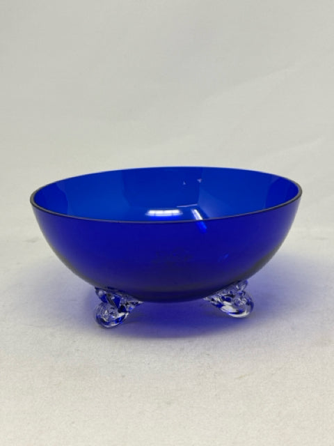 Cobalt Blue Crystal Footed Bowl