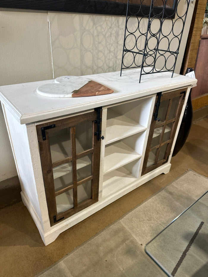 White 2 Door Wood Cabinet With Shelves