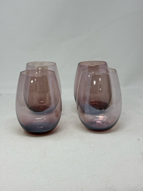 Set of 4 Lilac Stemless Wine Glasses [MHF]