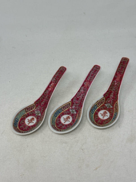 3 Ceramic Soup Spoons