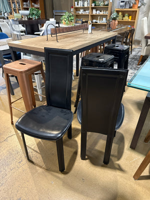 Pair of Black Vinyl Dining Chairs