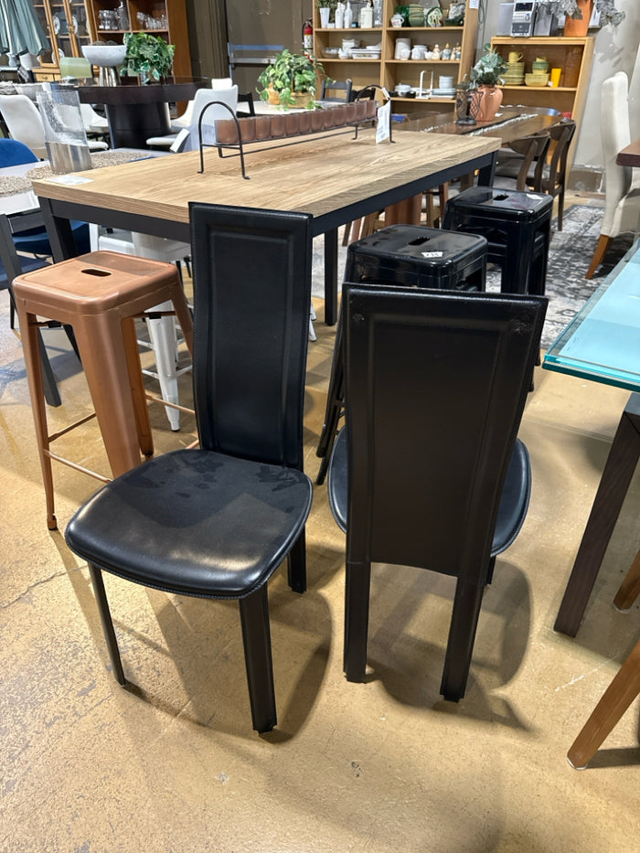 Pair of Black Vinyl Dining Chairs
