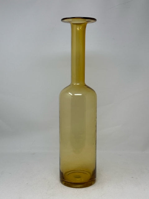 Tall Amber Glass Bottle Table Decor