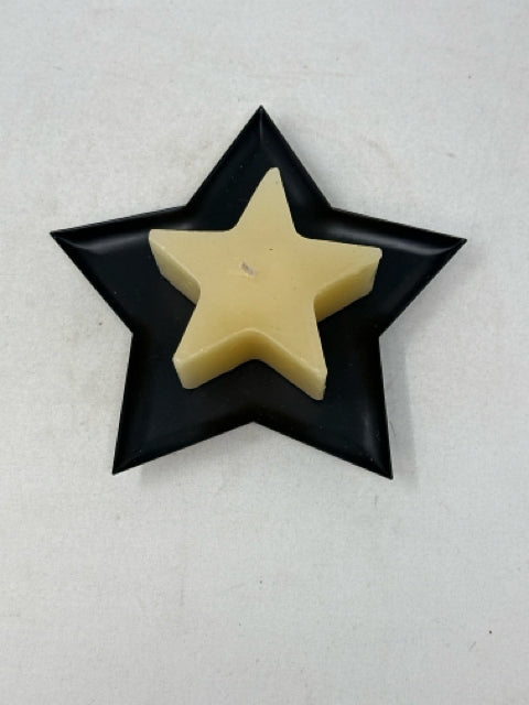 Black Metal Star Candle Tray with Star Candle