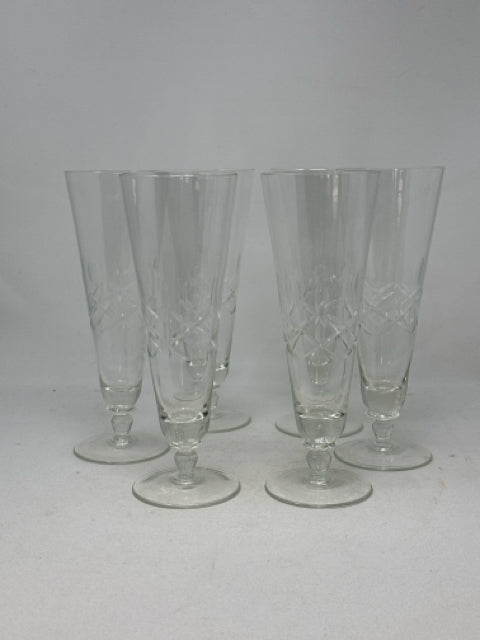 Set of 6 - 9" Crystal Cross & Olive Pilsner Glasses