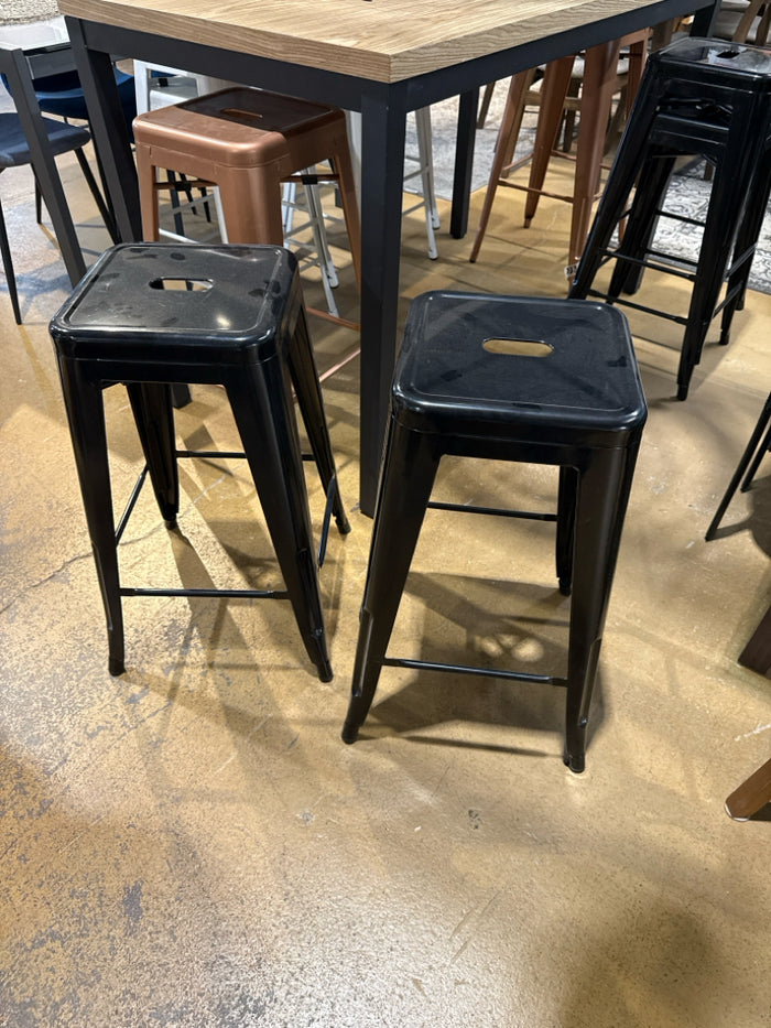 Set of 2 Black Metal Counter Height Stools [MHF]
