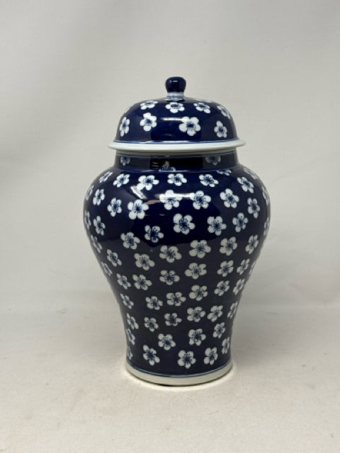 Williams Sonoma Blue & White Floral Ginger Jar