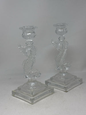 Pair of Crystal Koi Fish Candle Holders