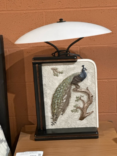 Made in Italy Peacock Carved Base Table Lamp