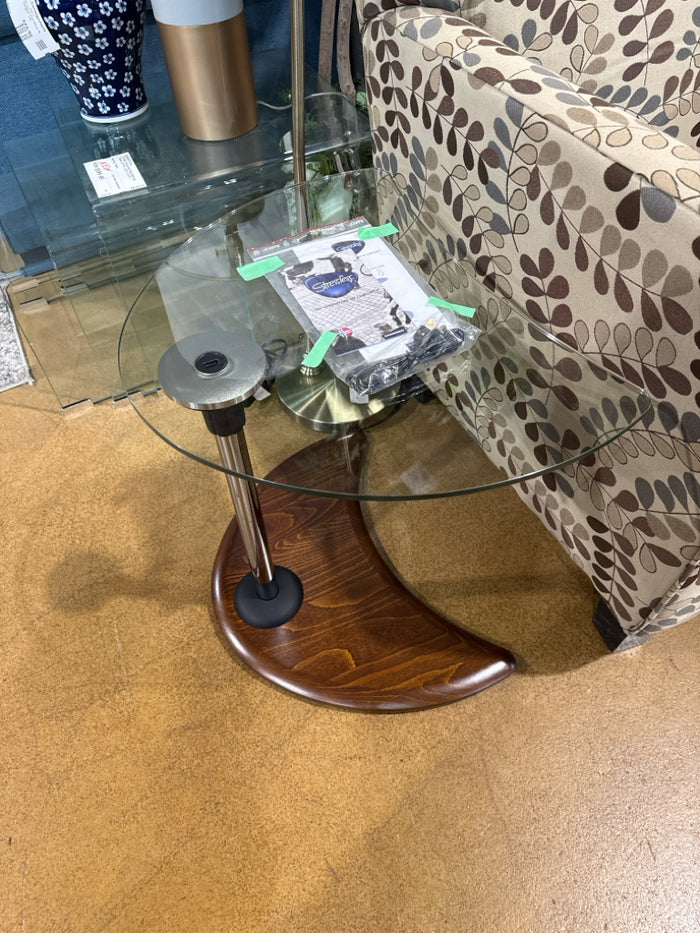Stressless Glass & Wood End Table With USB Port