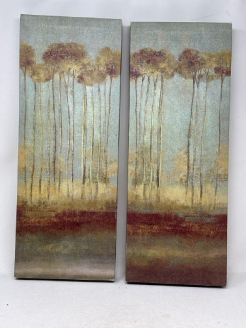 Pair of 7.5"W x 19.5"H Canvas Tree Wall Art