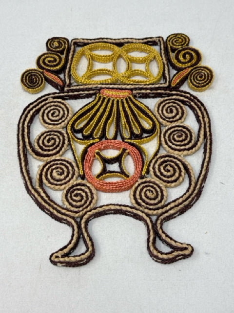 Vintage Woven Raffia Owl Trivet