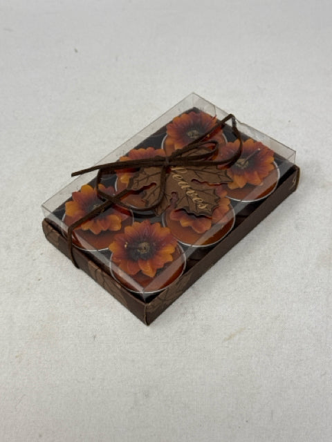 Box of 6 Autumn Leaves T-Lite Candles