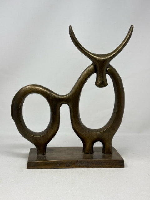 Renwil Abstract Ox Sculpture in Gold Metal Finish [MHF]