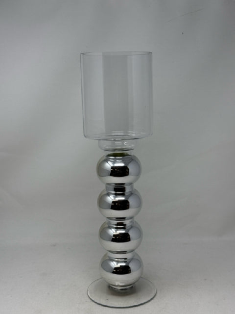 Decorative Silver Ball Base Glass Candle Urn