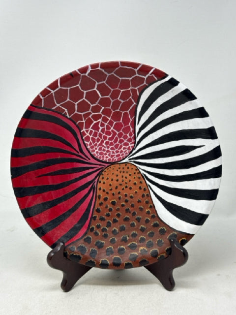 Kenya Soapstone Decorative Animal Prints Display Plate