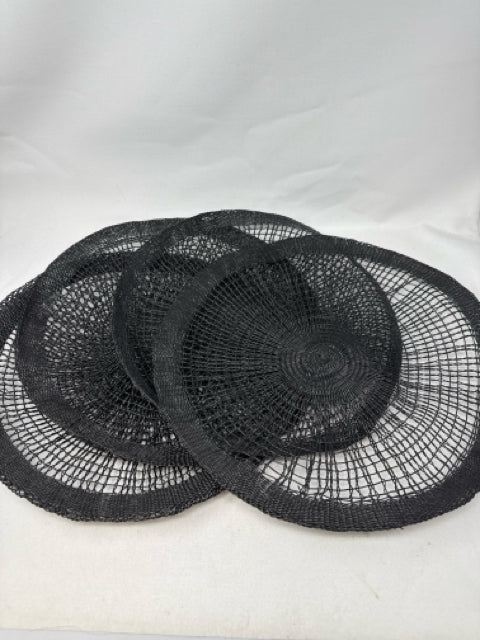 Set of 4 Round Black Woven Placemats [MHF]