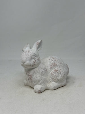 Distressed White Bunny Statue