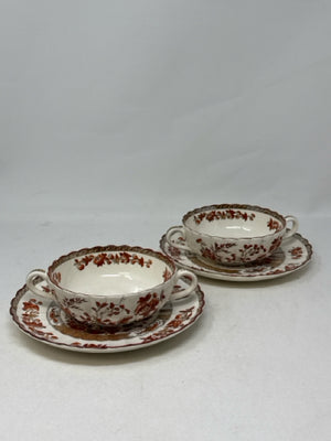Pair of Copeland Spode "India Tree" Soup Bowl & Saucers