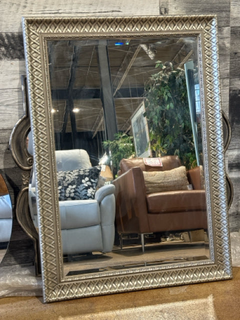 Brushed Silver Lattice Framed Mirror