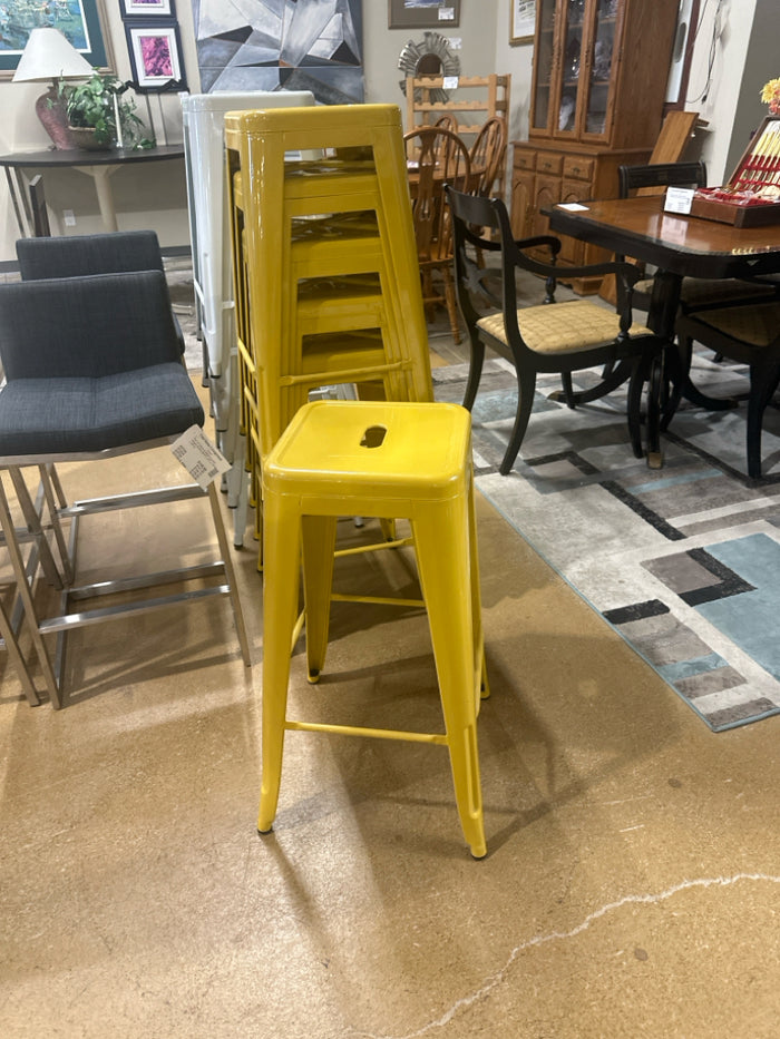 Pair Yellow of Bar Height Stools