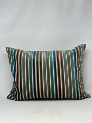 Pier 1 Rectangular Velvet Stripped Pillow Blue/Brown/Green