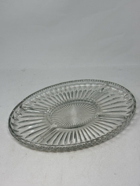 Oval Divided Ribbed Glass Dish
