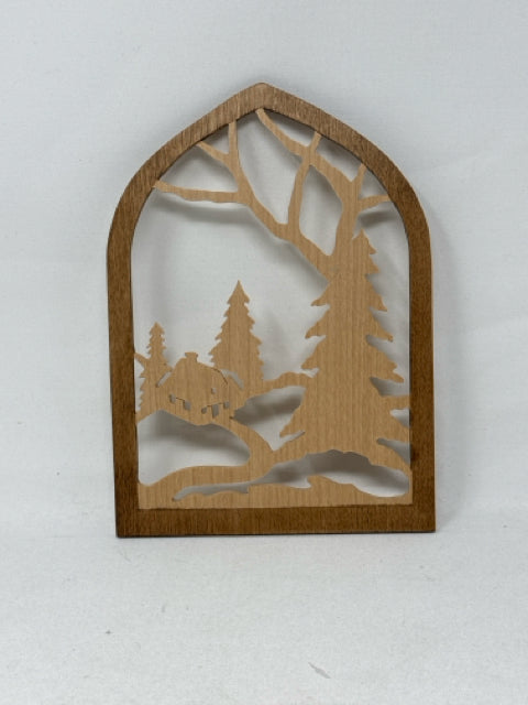 Laser Cut Wooden Ornament Winter Scene