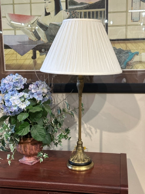 Bombay Co. Brass Candlestick Base Cream Pleated Shade Buffet Lamp