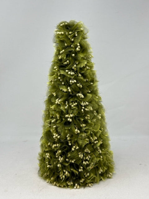 Green Ribbon Xmas Tree Table Decor