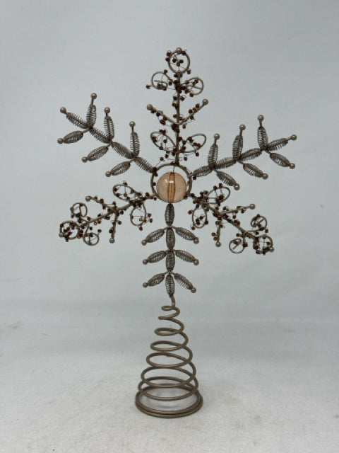 Decorative Metal Beaded Snowflake Tree Topper