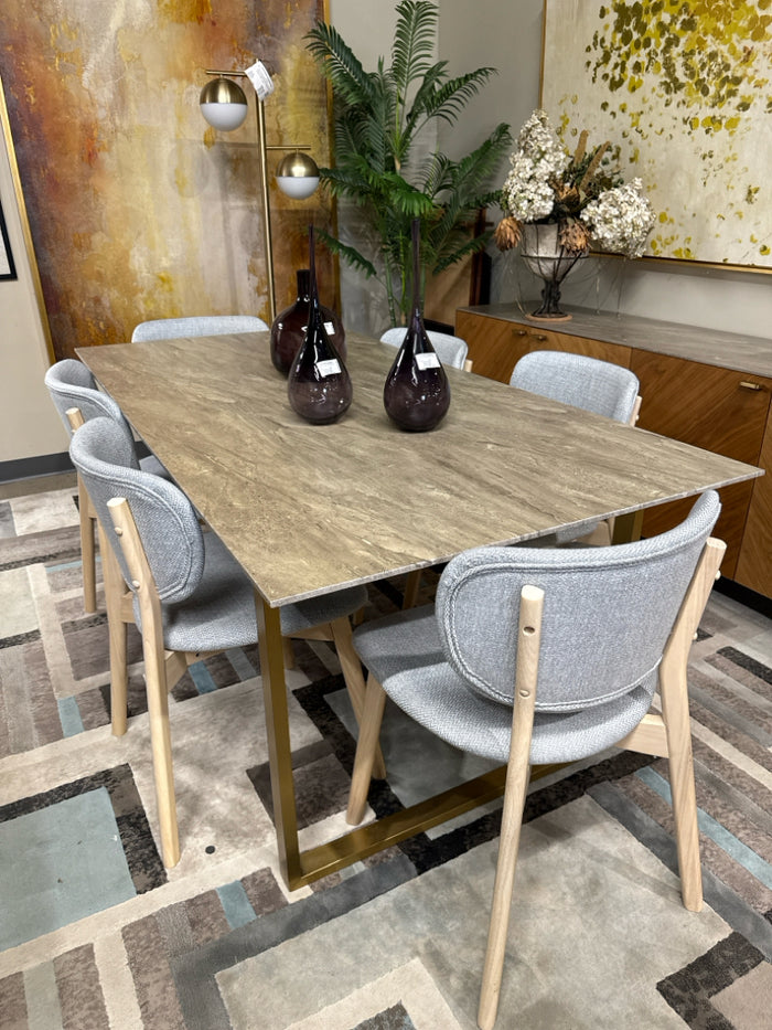 Faux Marble Top Table With Gold Metal Legs [MHF]