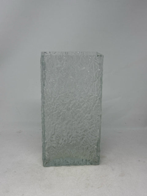 Rectangular Textured Ice Glass Vase