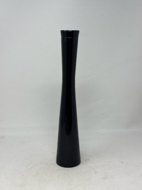 Black Painted Glass Slim Vase