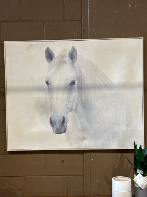 Cream Framed Renwil Barnum Painting (White Horse) [MHF]