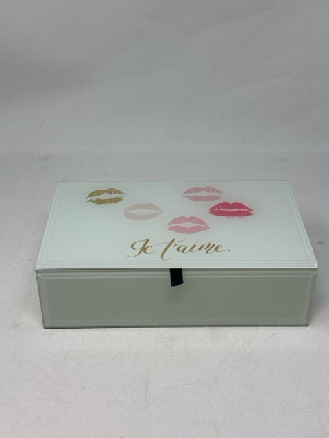 Rectangular White Glass Jewellery Box