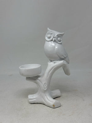 White Owl Candle Holder