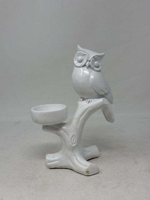 White Owl Candle Holder