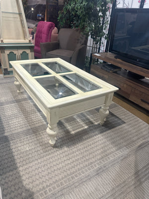 White Wood & Glass Coffee Table