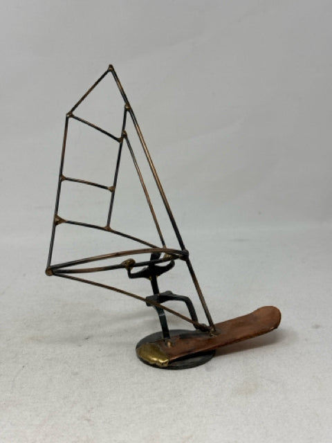Copper/Brass Metal Wind Surfer Sculpture