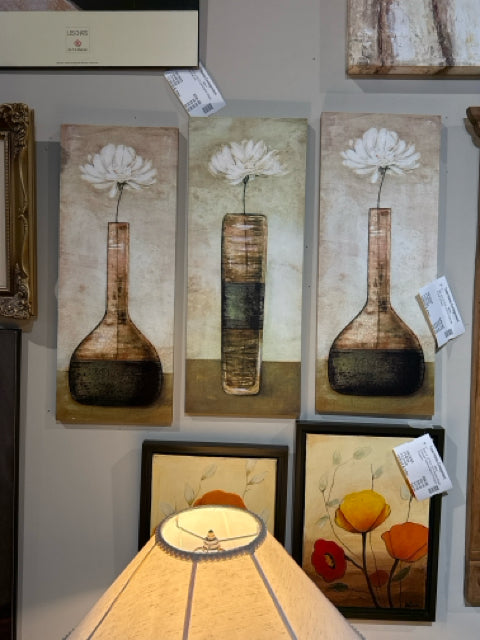 Set of 3 9.5"W x 24"H Canvas Floral Panels