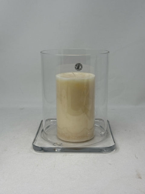 Glass Cylinder with Square Glass Tray Candle Holder [MHF]