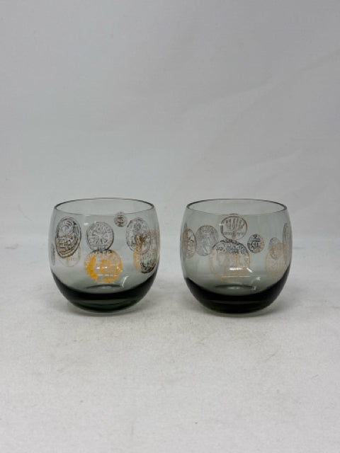 Pair of Roly Poly Smoked Cocktail Glasses