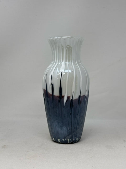 White & Mauve Murano Art Glass Vase