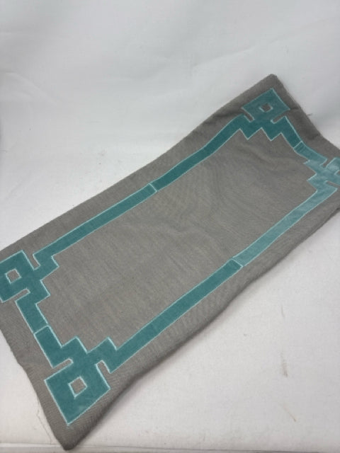 Rectangular Grey/Teal Pillow Cover